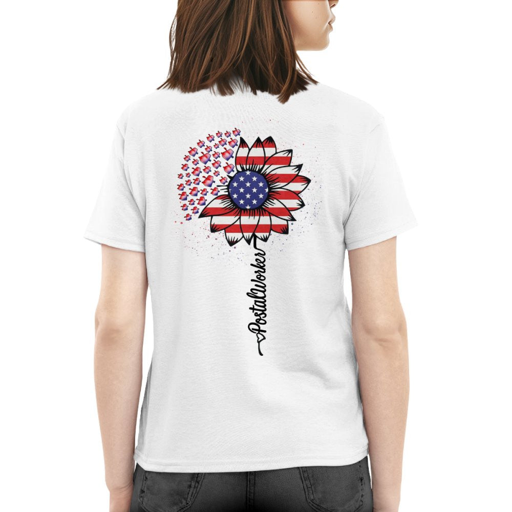 American Flag Flower Postal Worker Apparel - Patriotic T-Shirt, Hoodie & More - grunx260804-0149