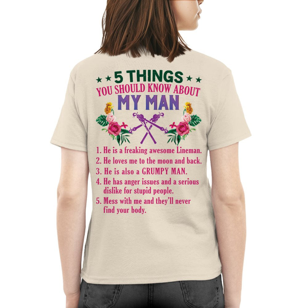 5 Things You Should Know - Lineman Husband Humor T-Shirt, Hoodie & More - grunx260804-0043
