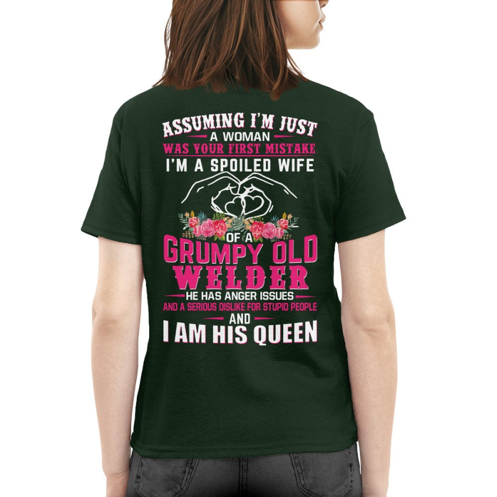 Assuming I'm Just A Woman - Grumpy Welder Wife Quote T-Shirt Hoodie & More - grunx260804-0212