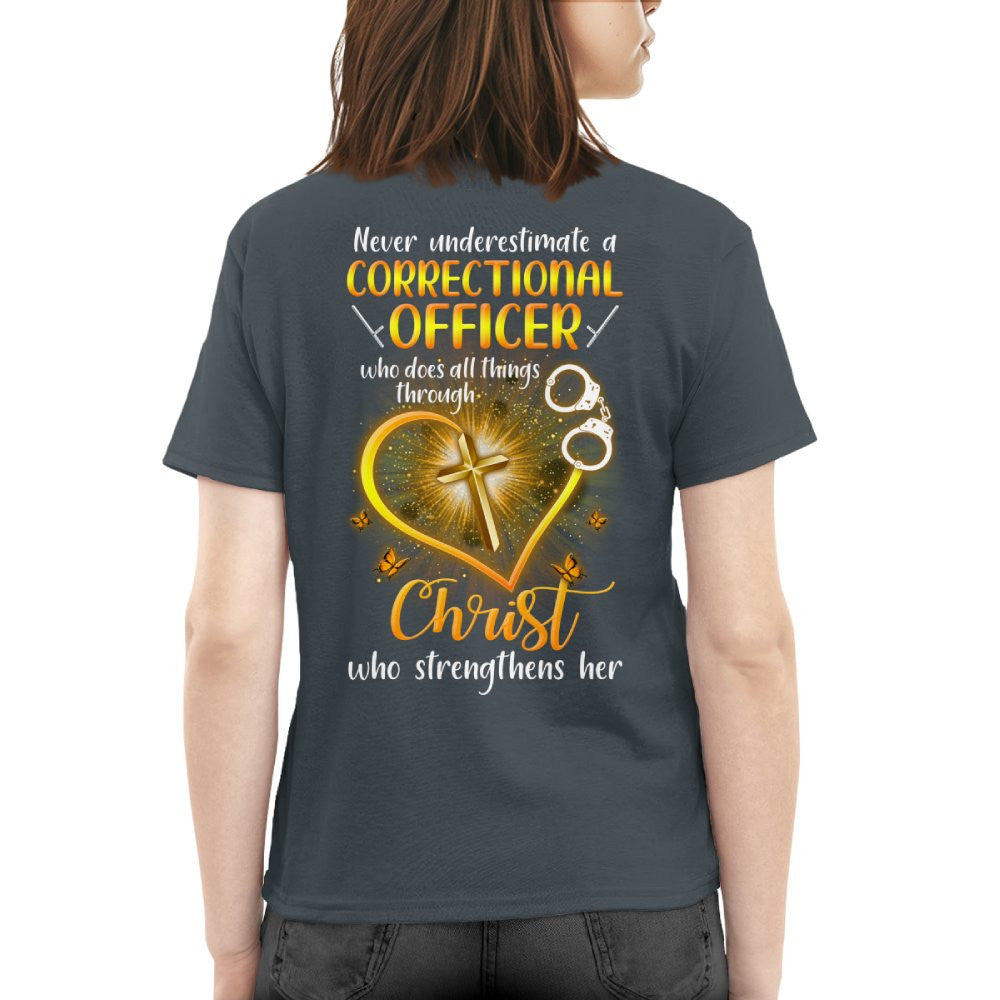 Faith & Strength - Correctional Officer Christ Quote T-Shirt, Hoodie & More - grunx260804-0094
