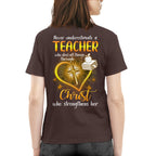 Christ Strengthens Her - Faith Teacher Gold Heart T-Shirt, Hoodie & More - grunx260804-0096