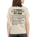 5 Things About My Trucker Man Apparel - Funny Love Quote T-Shirt, Hoodie & More - grunx260804-0014