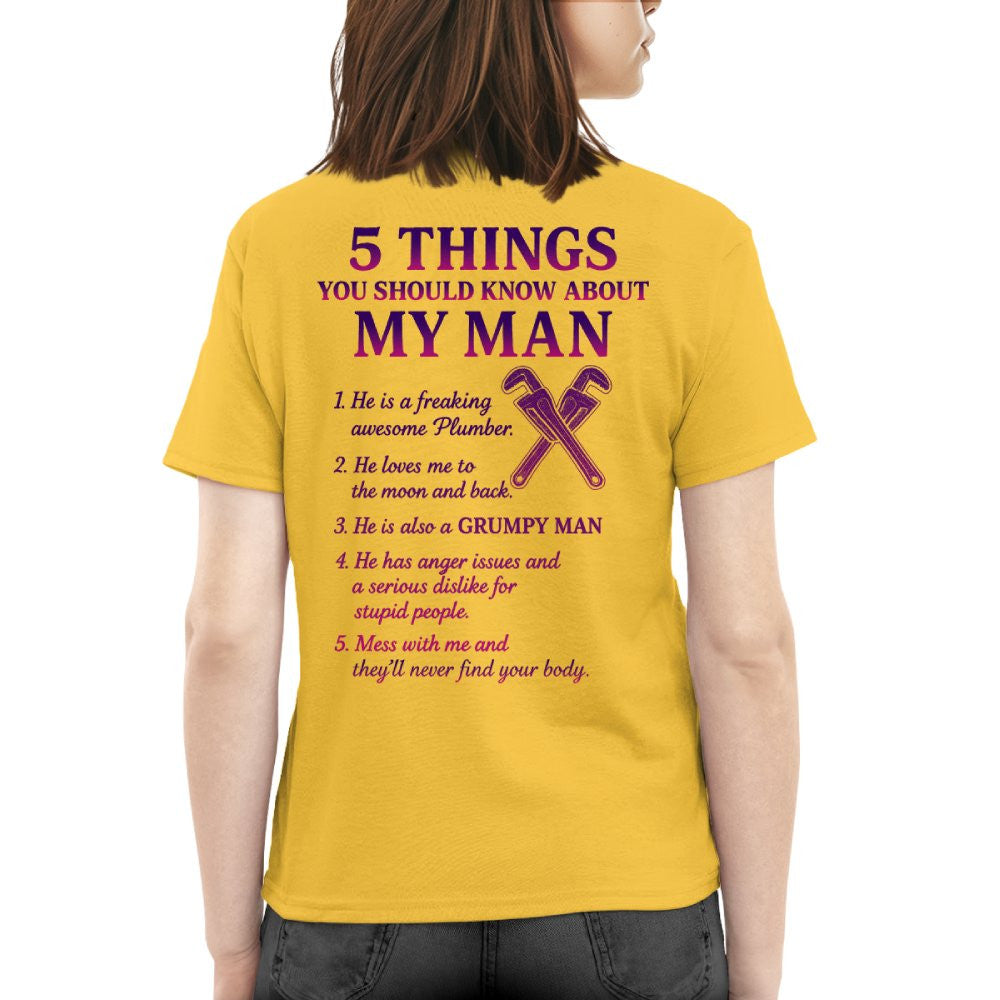 5 Things You Should Know - Plumber Wife Funny T-Shirt, Hoodie & More - grunx260804-0048