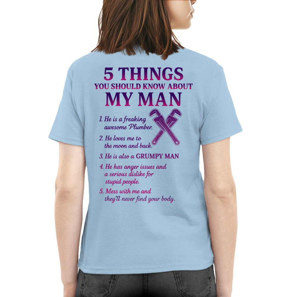 5 Things About My Plumber Man Apparel - Funny Relationship T-Shirt, Hoodie & More - grunx260804-0013