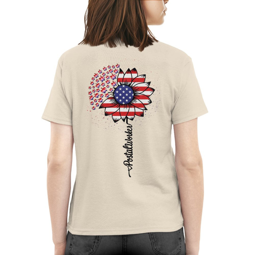 American Flag Flower Postal Worker Apparel - Patriotic T-Shirt, Hoodie & More - grunx260804-0149