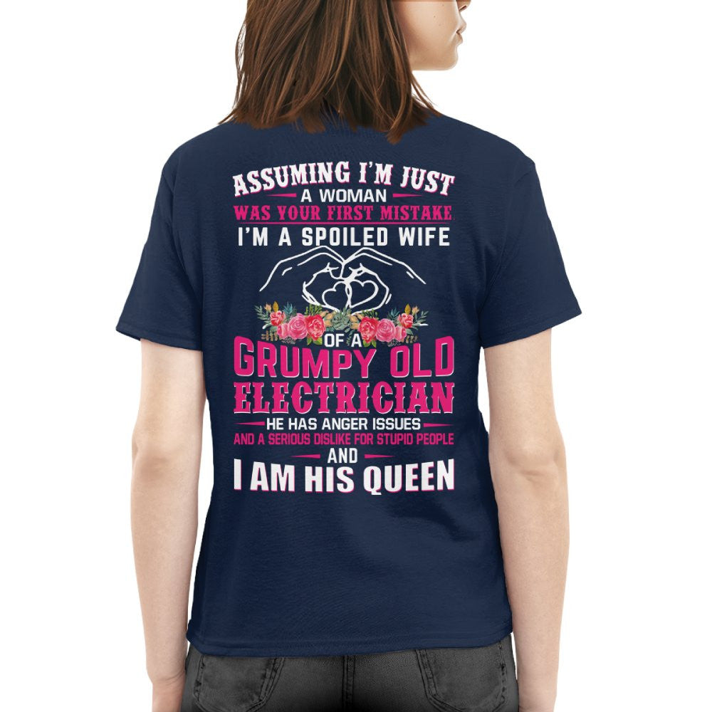 Assuming I'm Just A Woman - Electrician Wife Pride T-Shirt, Hoodie & More - grunx260804-0206