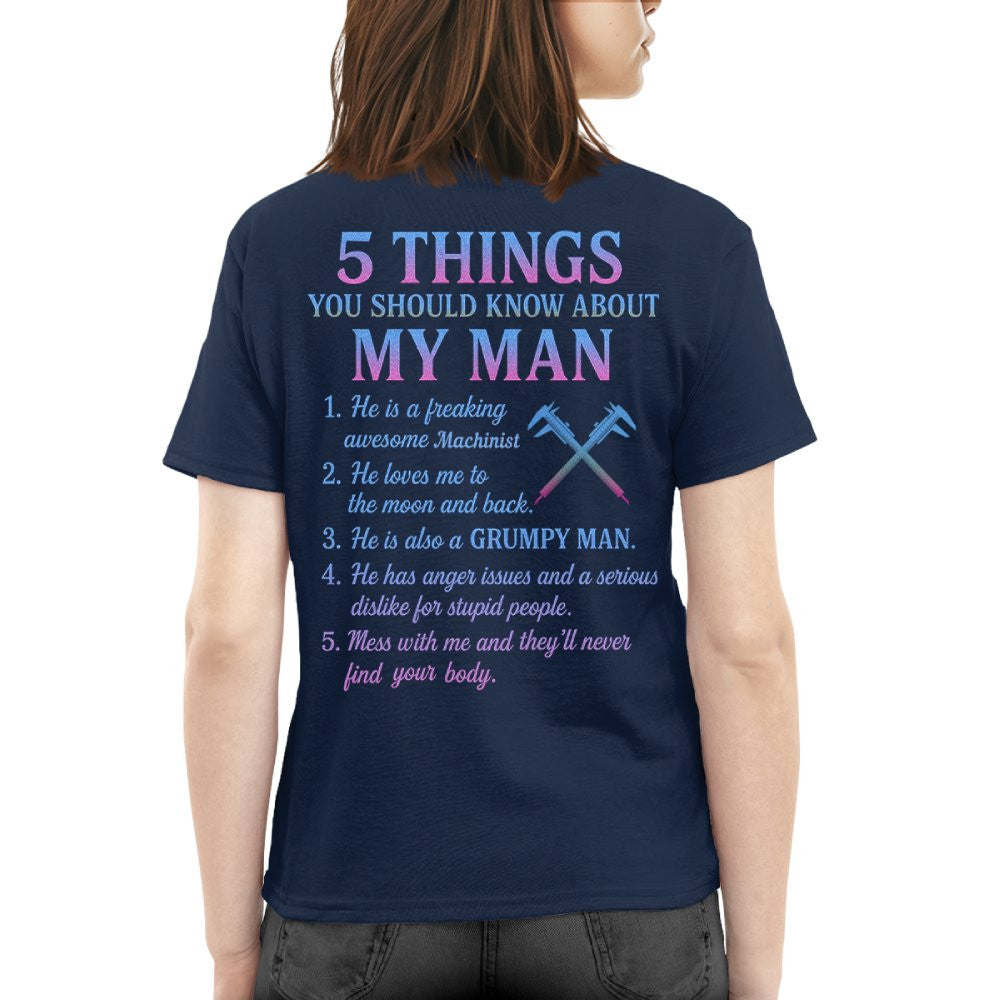 5 Things About My Machinist Man - Funny Love Quote T-Shirt, Hoodie & More - grunx260804-0002