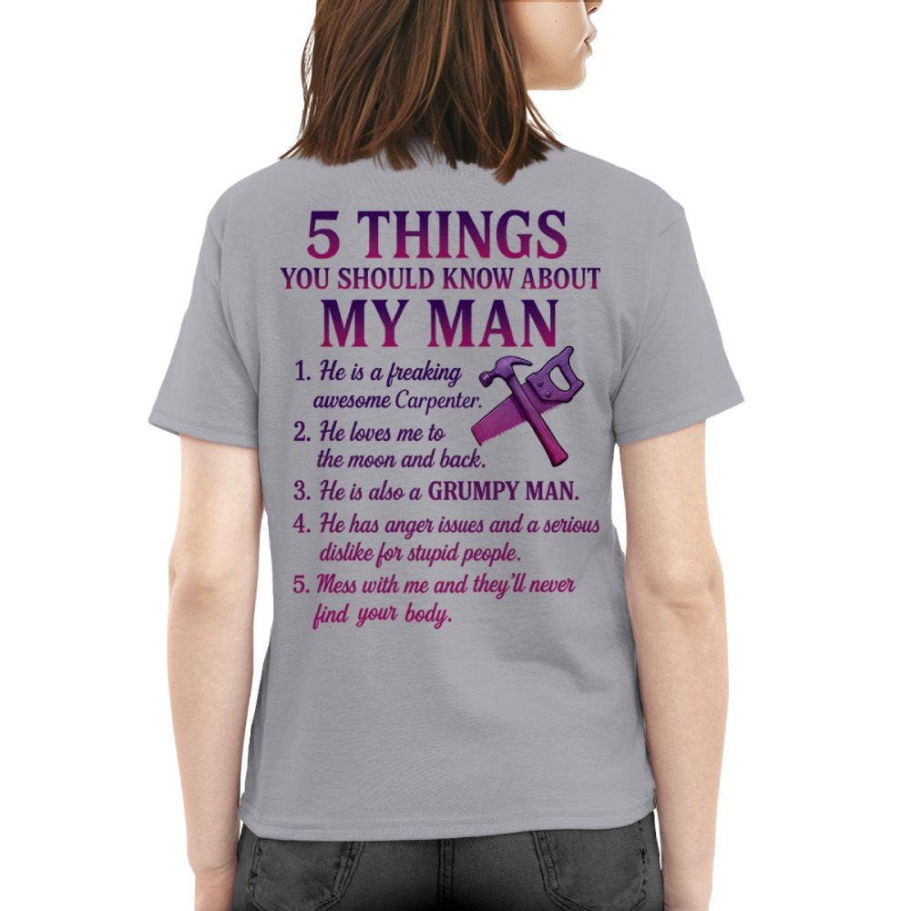 5 Things About My Carpenter Man Apparel - Funny Relationship T-Shirt, Hoodie & More - grunx260804-0001