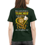 Christ Strengthens Her - Faith Teacher Gold Heart T-Shirt, Hoodie & More - grunx260804-0096