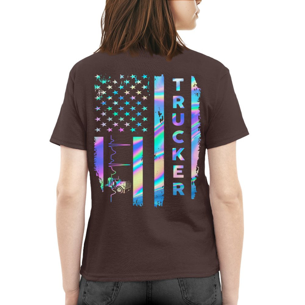American Flag Holographic - Trucker Pride T-Shirt Hoodie & More - grunx260804-0151