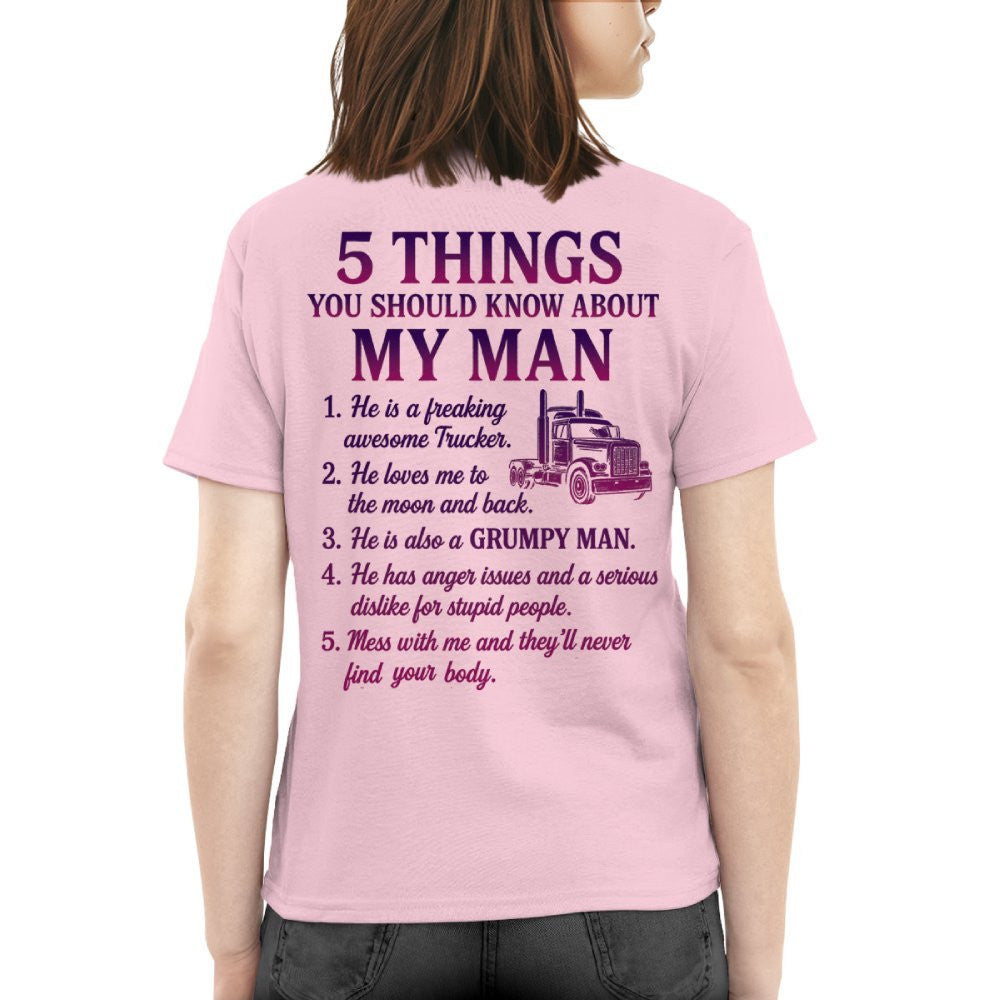 5 Things About My Trucker Man Apparel - Funny Relationship T-Shirt, Hoodie & More - grunx260804-0015