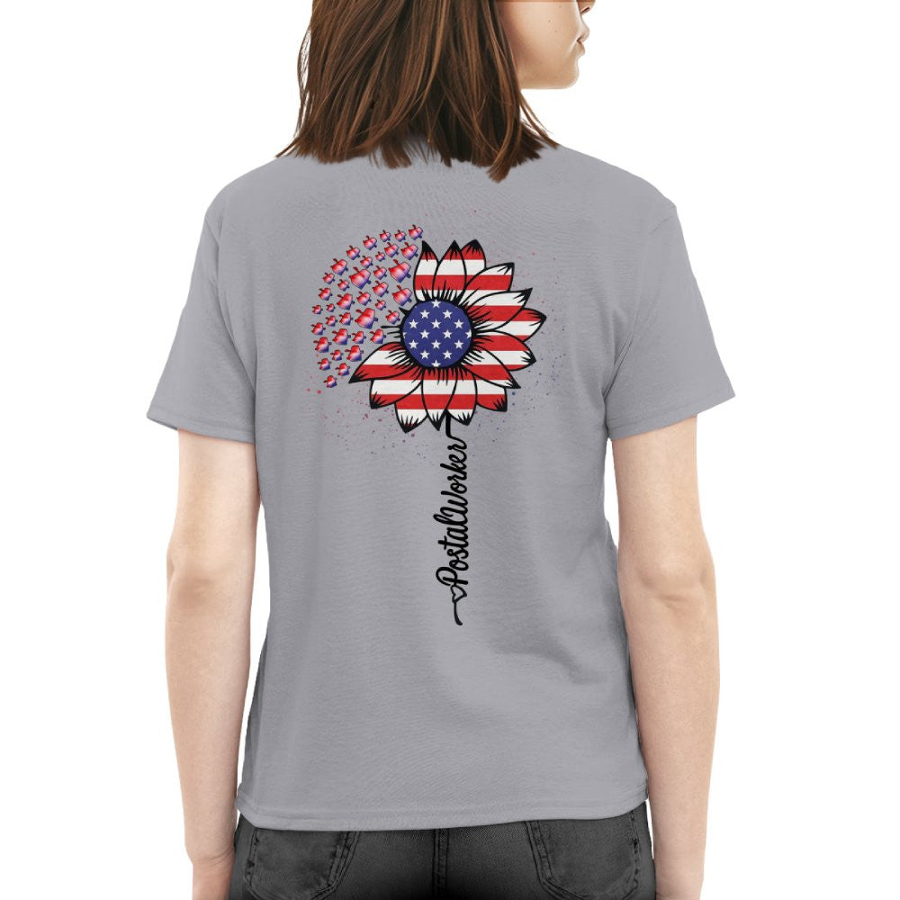 American Flag Flower Postal Worker Apparel - Patriotic T-Shirt, Hoodie & More - grunx260804-0149