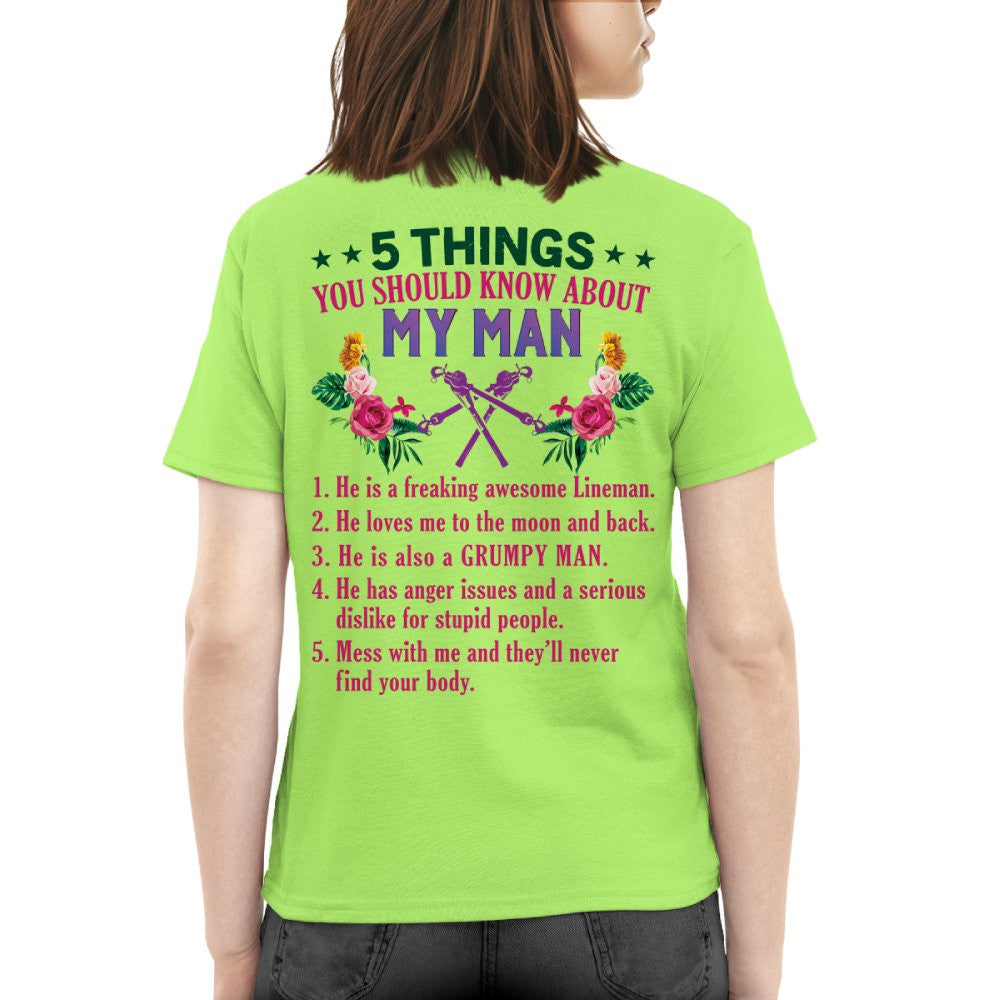 5 Things You Should Know - Lineman Husband Humor T-Shirt, Hoodie & More - grunx260804-0043