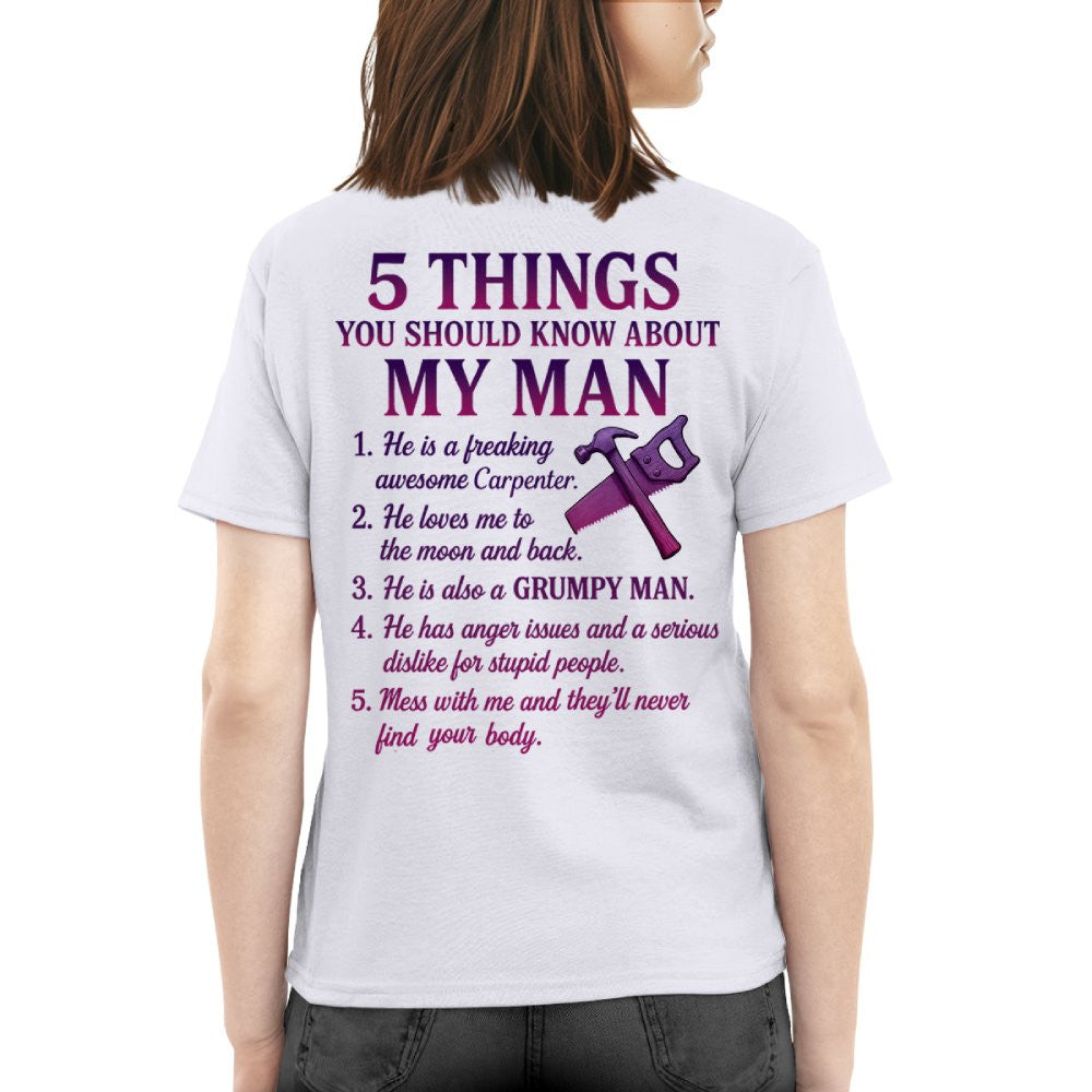5 Things About My Carpenter Man Apparel - Funny Relationship T-Shirt, Hoodie & More - grunx260804-0001