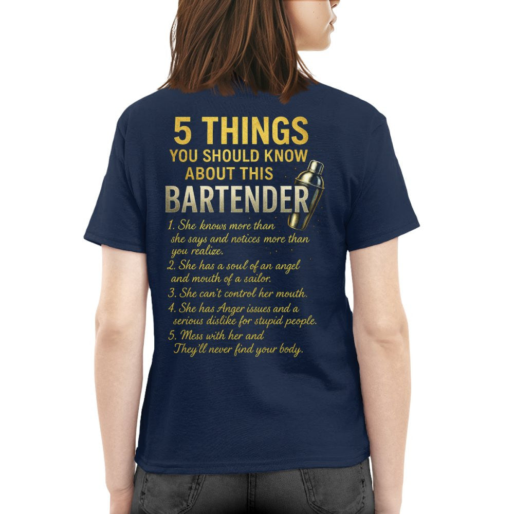 5 Things You Should Know About This Bartender - Funny Quote T-Shirt, Hoodie & More - grunx260804-0038