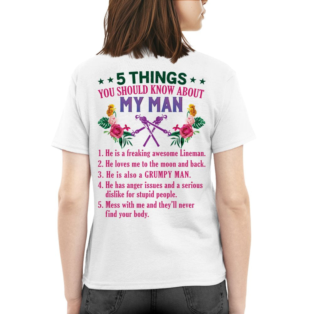 5 Things You Should Know - Lineman Husband Humor T-Shirt, Hoodie & More - grunx260804-0043