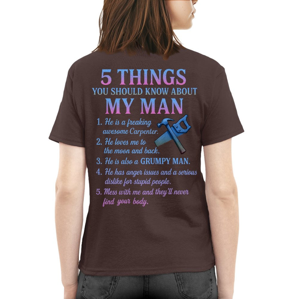 5 Things About My Man - Funny Carpenter T-Shirt, Hoodie & More - grunx260804-0003