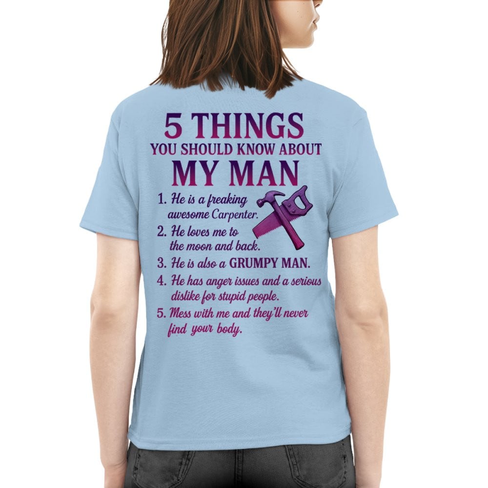 5 Things About My Carpenter Man Apparel - Funny Relationship T-Shirt, Hoodie & More - grunx260804-0001