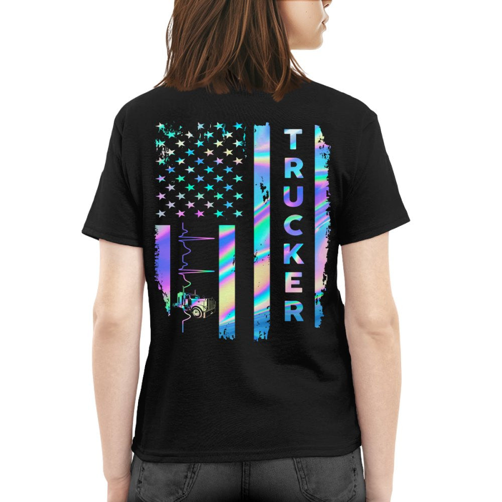 American Flag Holographic - Trucker Pride T-Shirt Hoodie & More - grunx260804-0151