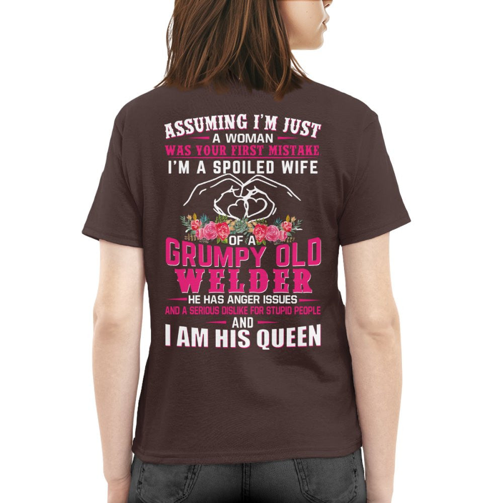Assuming I'm Just A Woman - Grumpy Welder Wife Quote T-Shirt Hoodie & More - grunx260804-0212