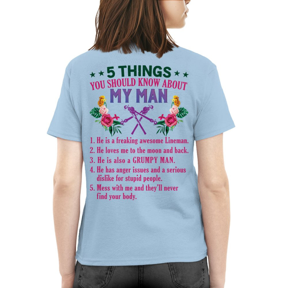 5 Things You Should Know - Lineman Husband Humor T-Shirt, Hoodie & More - grunx260804-0043