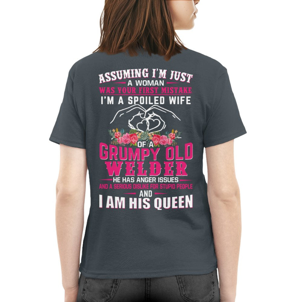 Assuming I'm Just A Woman - Grumpy Welder Wife Quote T-Shirt Hoodie & More - grunx260804-0212
