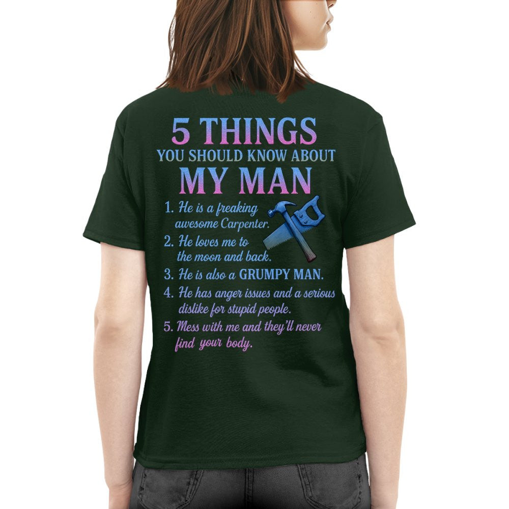 5 Things About My Man - Funny Carpenter T-Shirt, Hoodie & More - grunx260804-0003