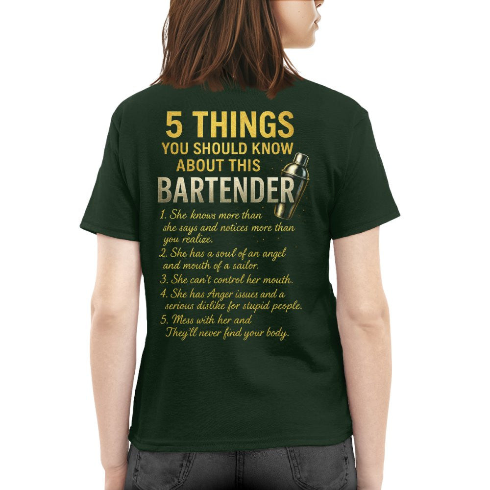 5 Things You Should Know About This Bartender - Funny Quote T-Shirt, Hoodie & More - grunx260804-0038