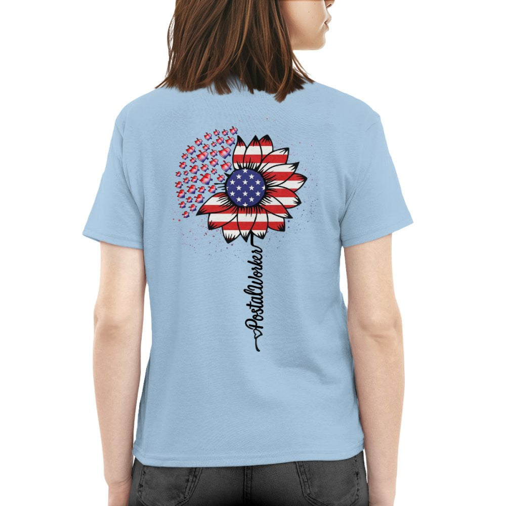 American Flag Flower Postal Worker Apparel - Patriotic T-Shirt, Hoodie & More - grunx260804-0149