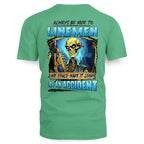 Always Be Nice Linemen Apparel - Funny Skull T-Shirt, Hoodie & More - grunx260804-0100