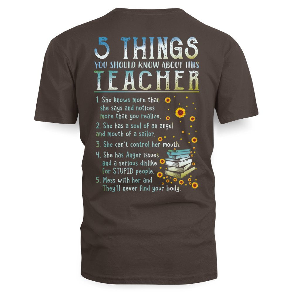 5 Things List - Bold Funny Teacher Statement T-Shirt, Hoodie & More - grunx260804-0058