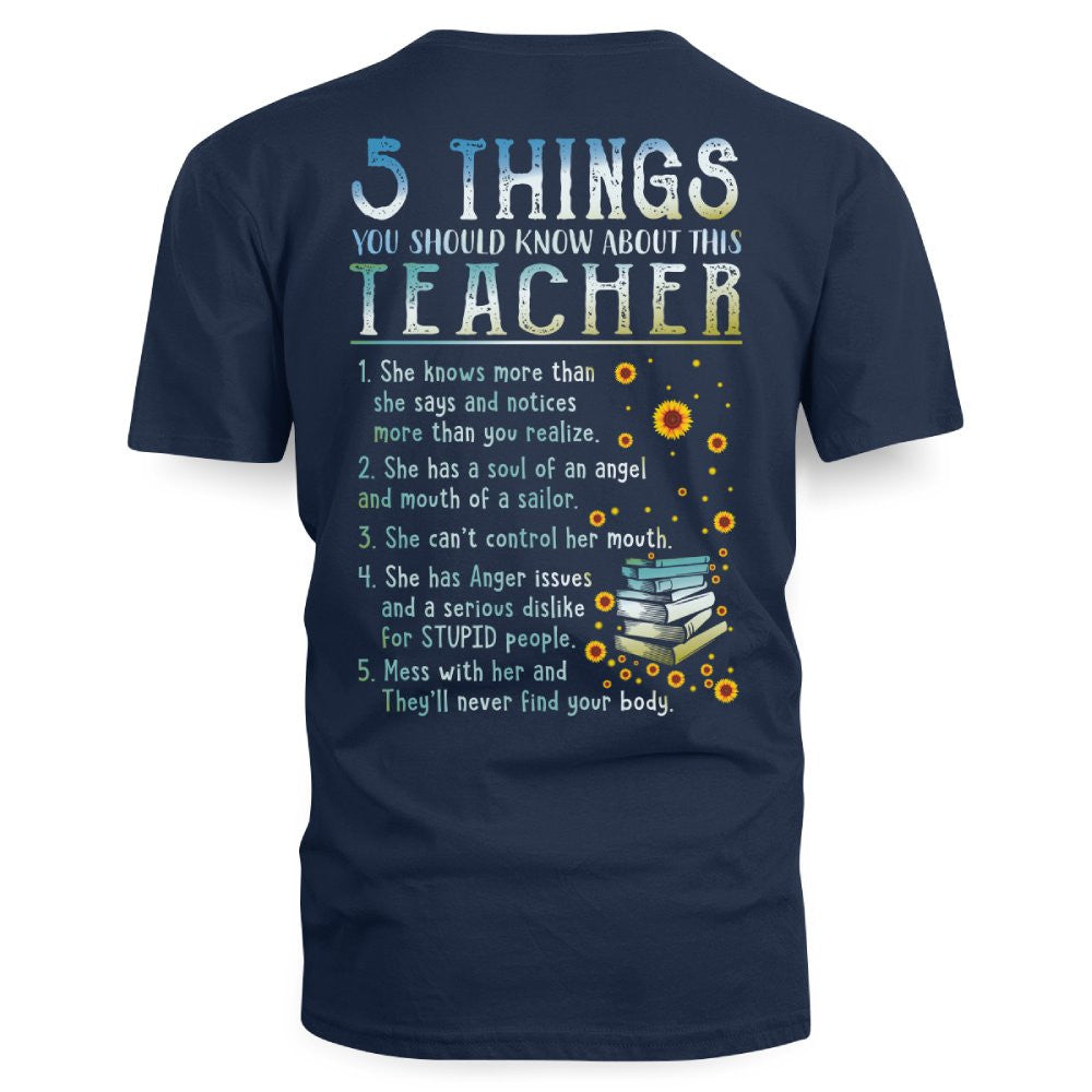 5 Things List - Bold Funny Teacher Statement T-Shirt, Hoodie & More - grunx260804-0058