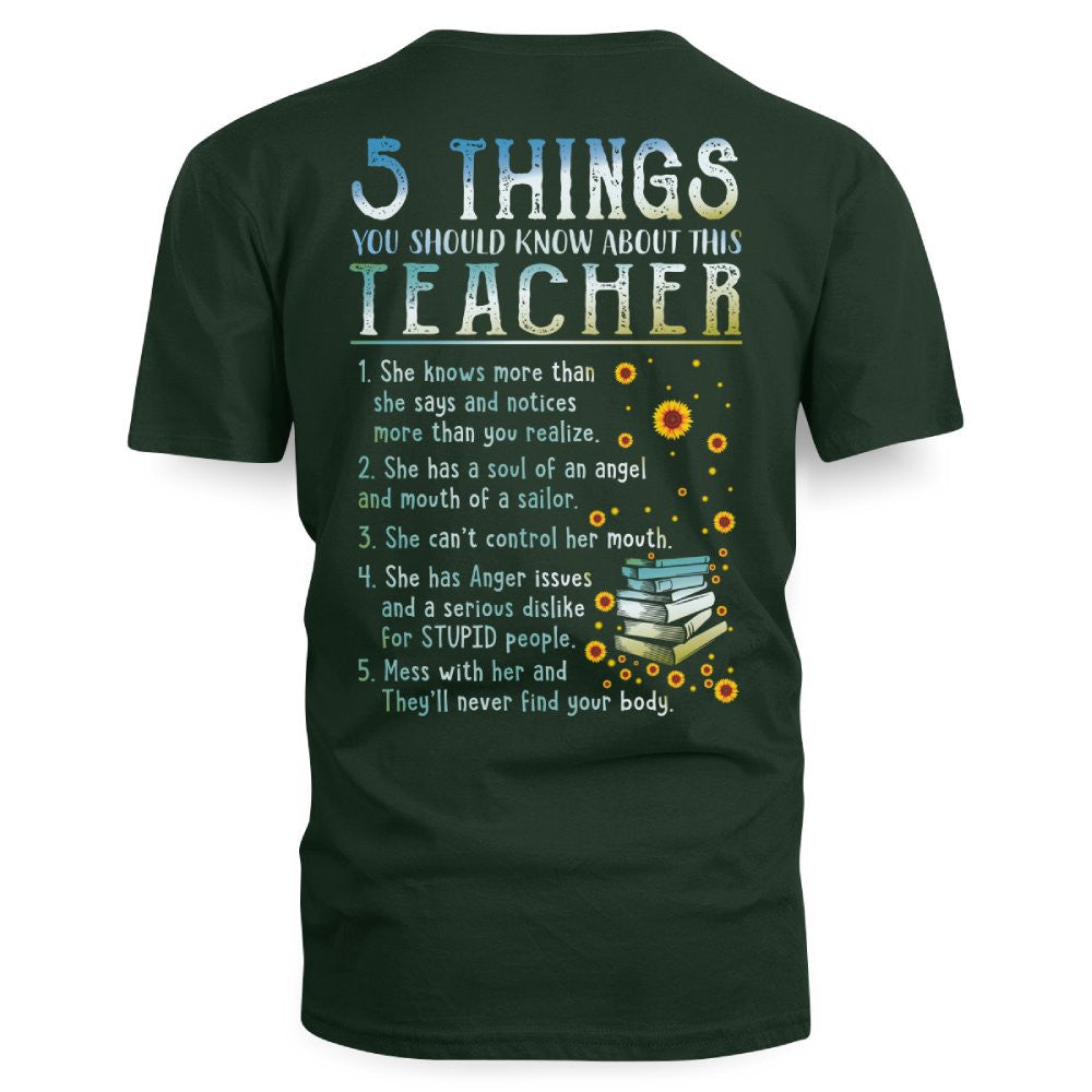 5 Things List - Bold Funny Teacher Statement T-Shirt, Hoodie & More - grunx260804-0058