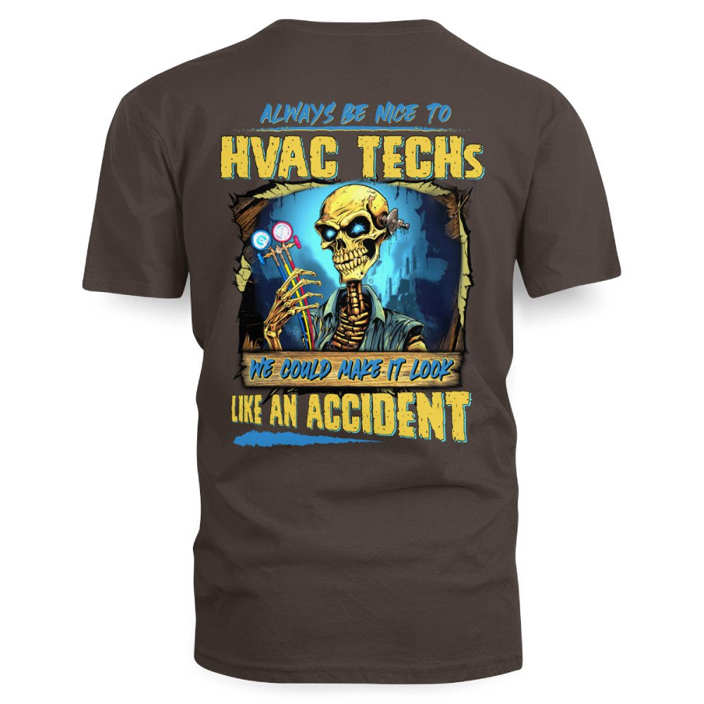 Always Be Nice HVAC Tech Apparel - Funny Skeleton T-Shirt Hoodie & More - grunx260804-0098