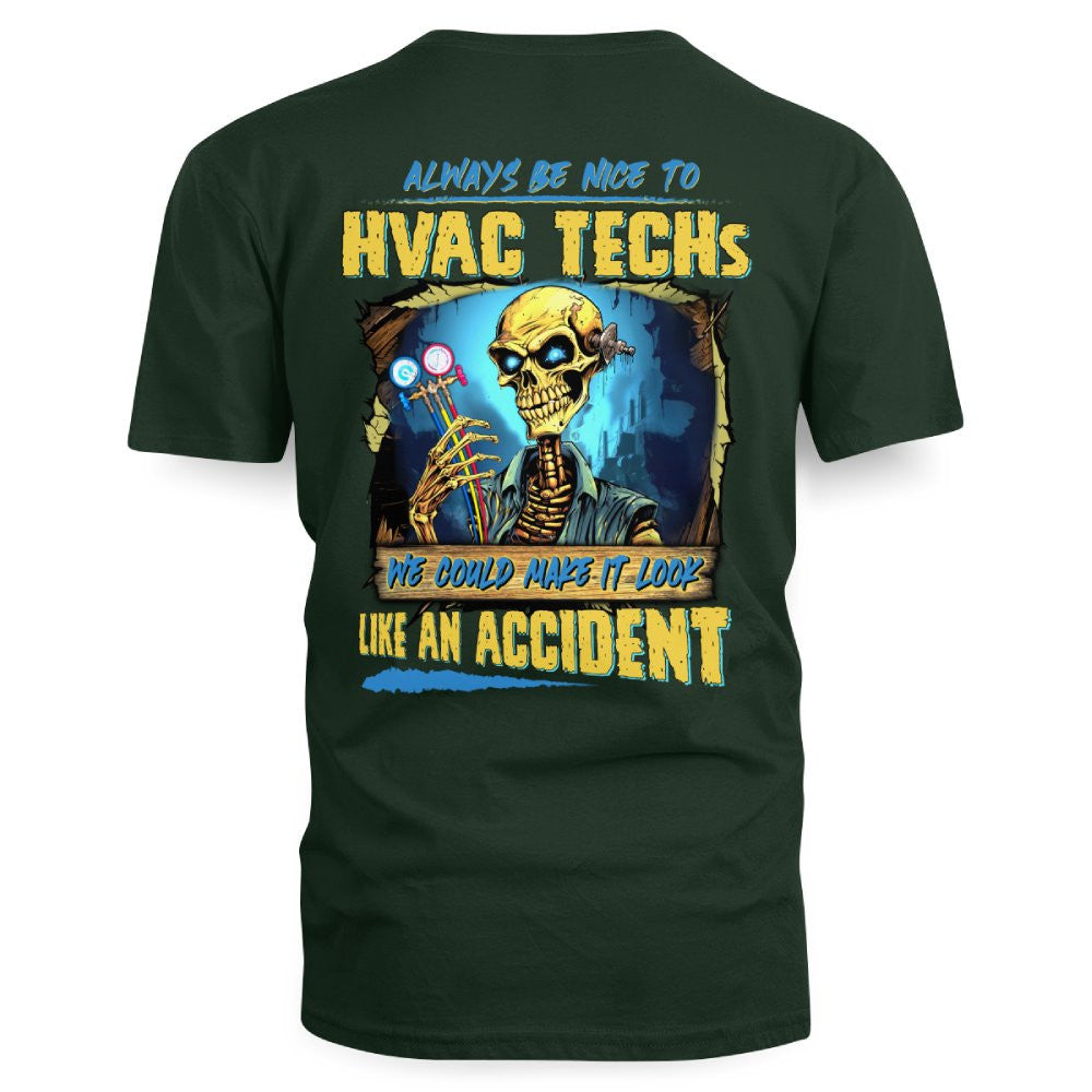 Always Be Nice HVAC Tech Apparel - Funny Skeleton T-Shirt Hoodie & More - grunx260804-0098