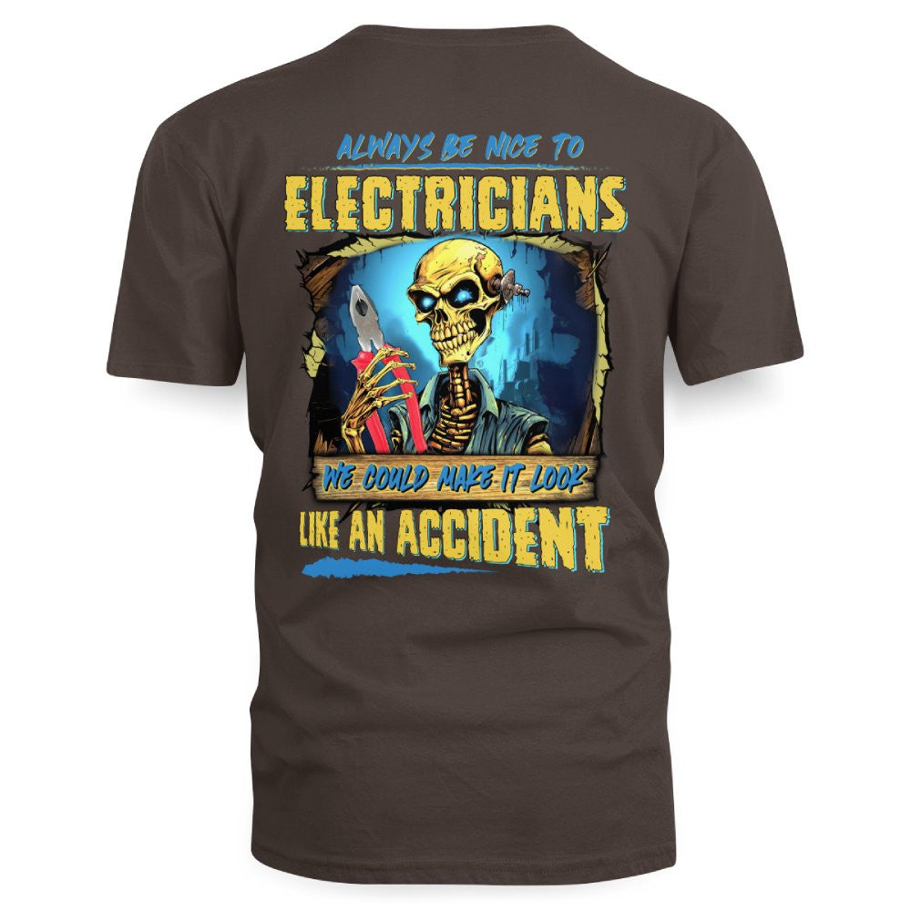 Always Be Nice Electrician Apparel - Funny Skeleton T-Shirt Hoodie & More - grunx260804-0097