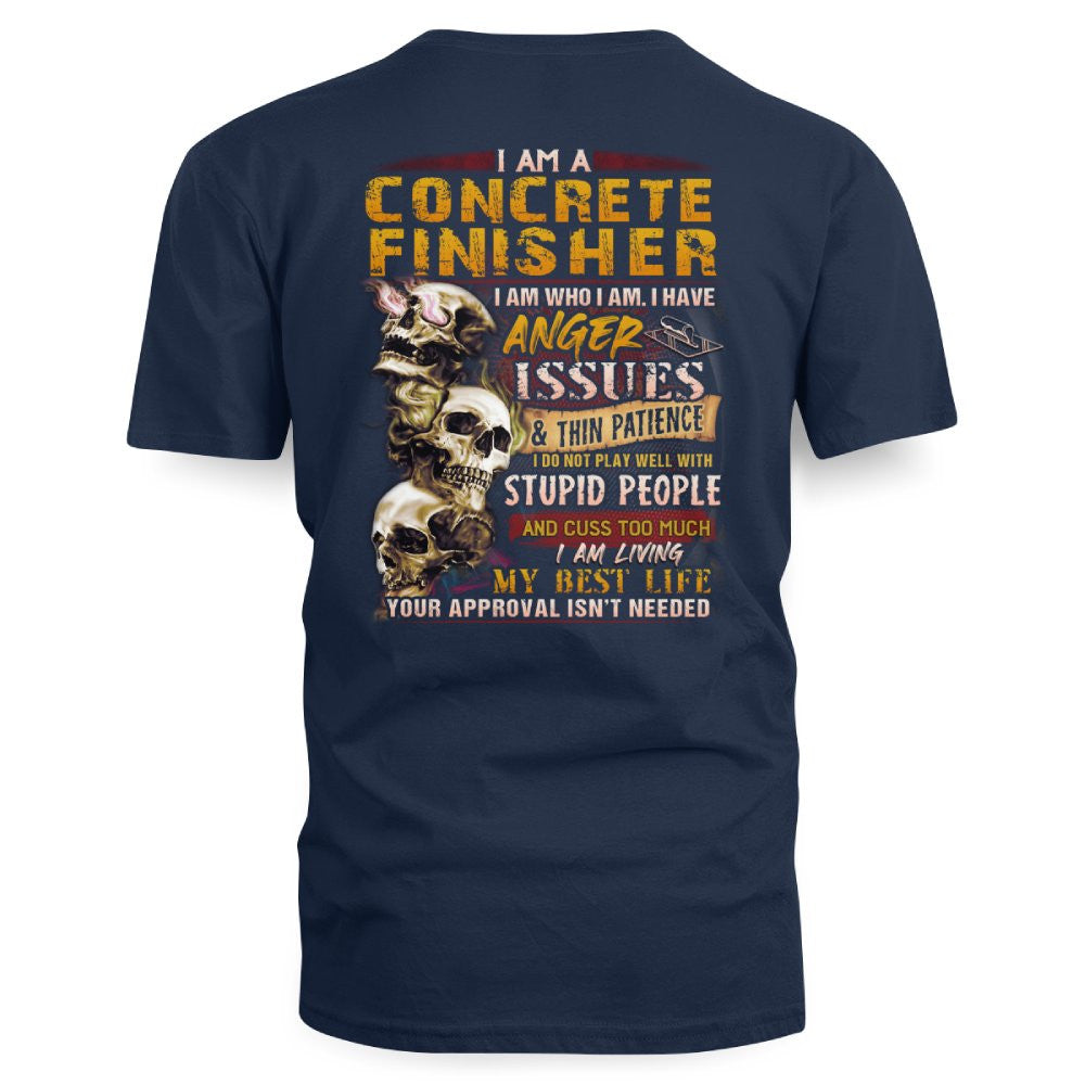 Anger Issues Concrete Finisher Apparel - Skull Attitude Tee Hoodie & More - grunx260804-0171