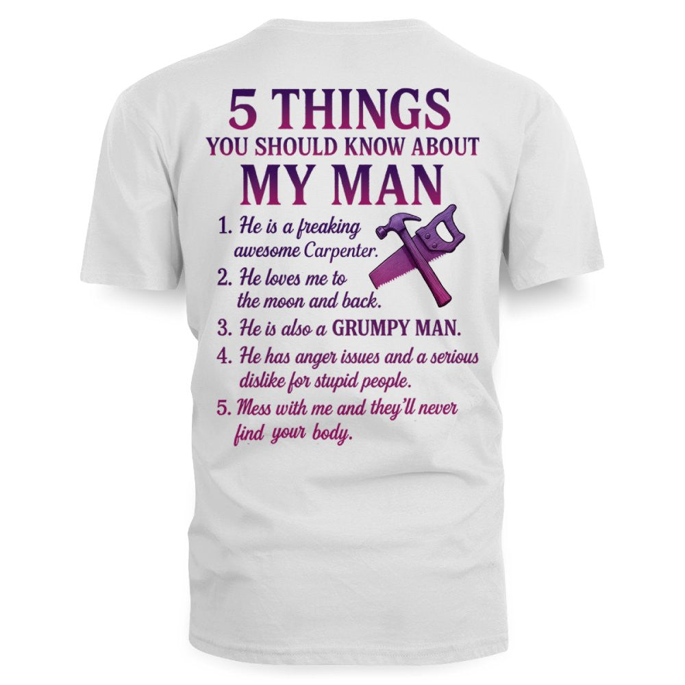 5 Things You Should Know - Carpenter Wife Funny T-Shirt, Hoodie & More - grunx260804-0041