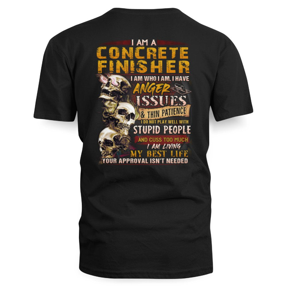 Anger Issues Concrete Finisher Apparel - Skull Attitude Tee Hoodie & More - grunx260804-0171