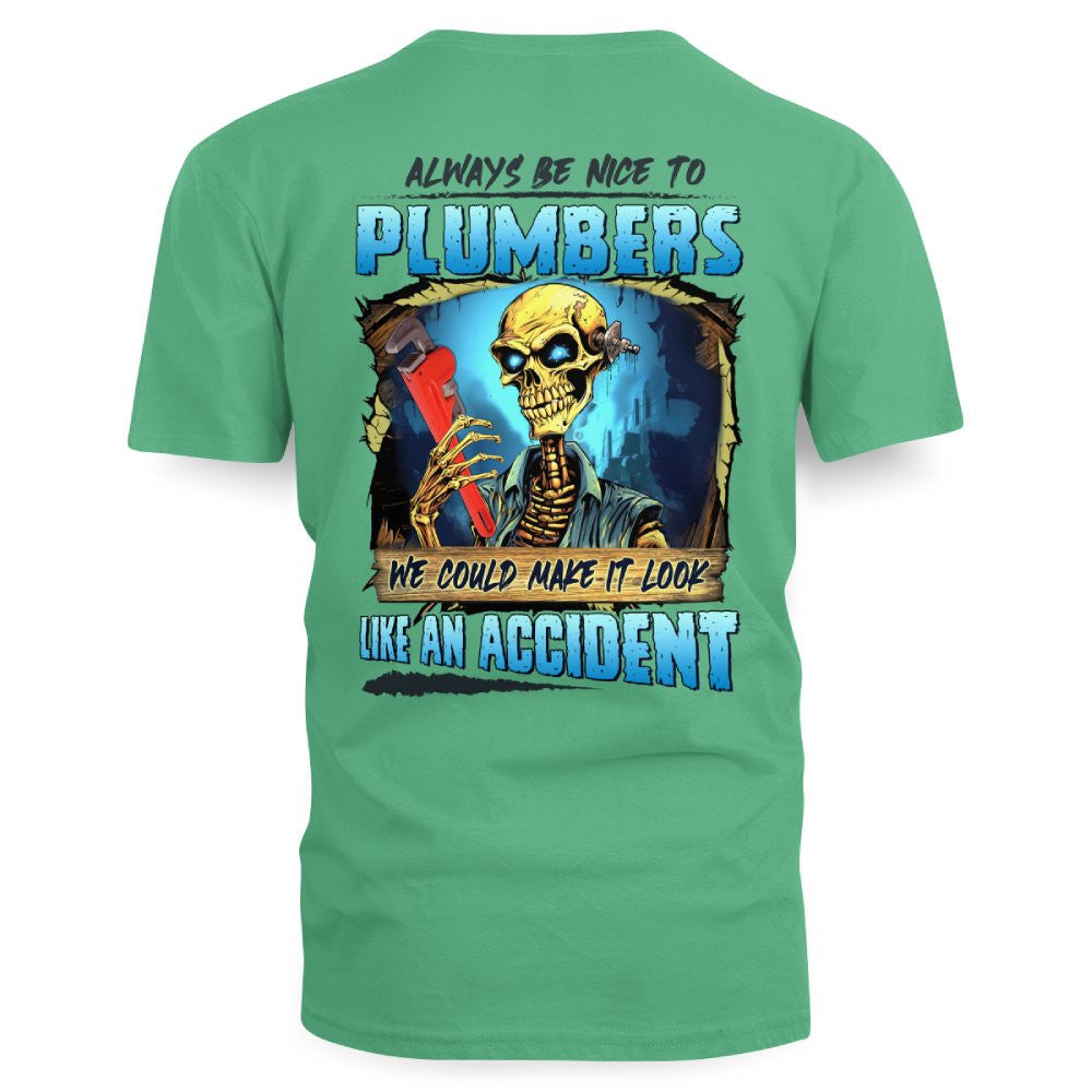 Always Be Nice Plumbers Apparel - Funny Skull T-Shirt, Hoodie & More - grunx260804-0102