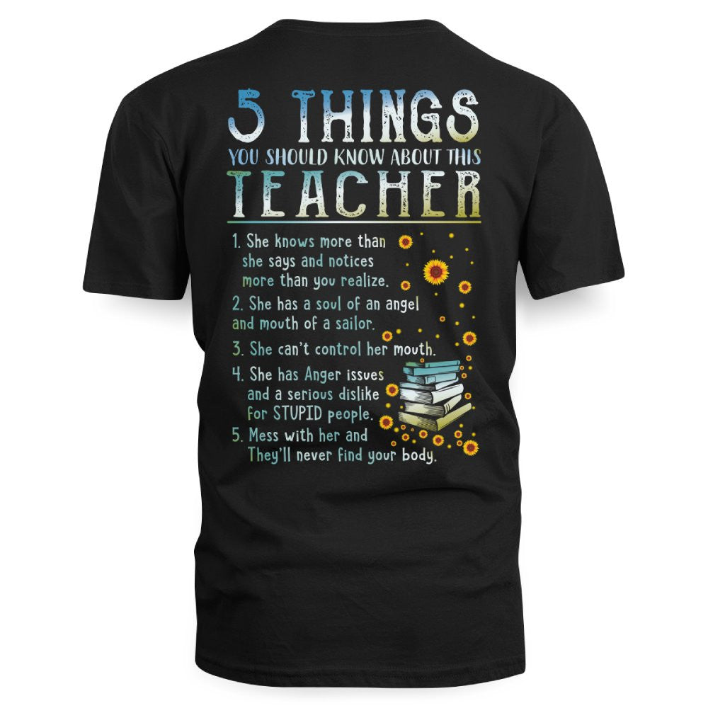 5 Things List - Bold Funny Teacher Statement T-Shirt, Hoodie & More - grunx260804-0058