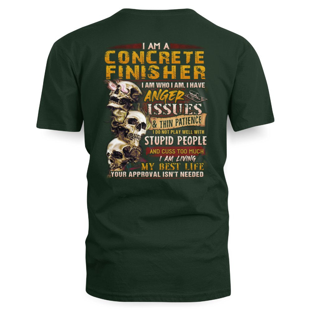 Anger Issues Concrete Finisher Apparel - Skull Attitude Tee Hoodie & More - grunx260804-0171