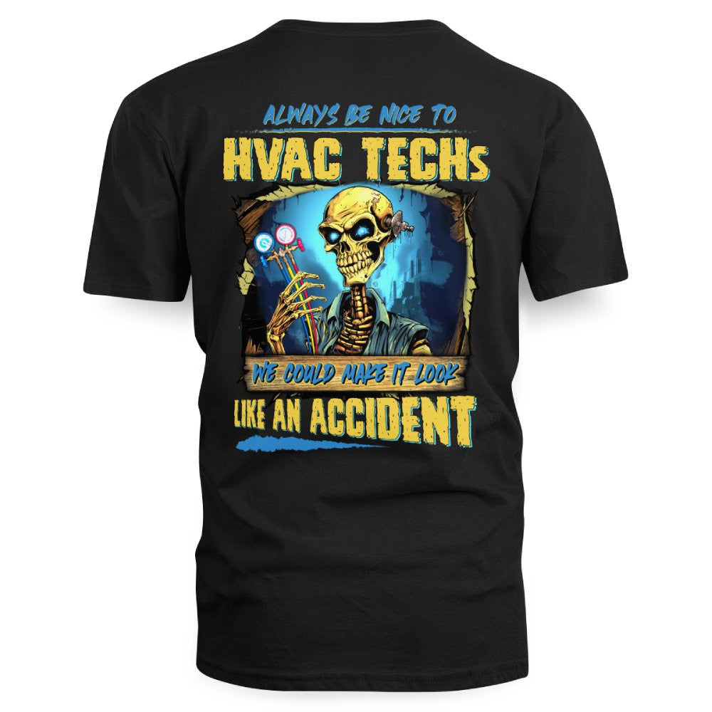 Always Be Nice HVAC Tech Apparel - Funny Skeleton T-Shirt Hoodie & More - grunx260804-0098