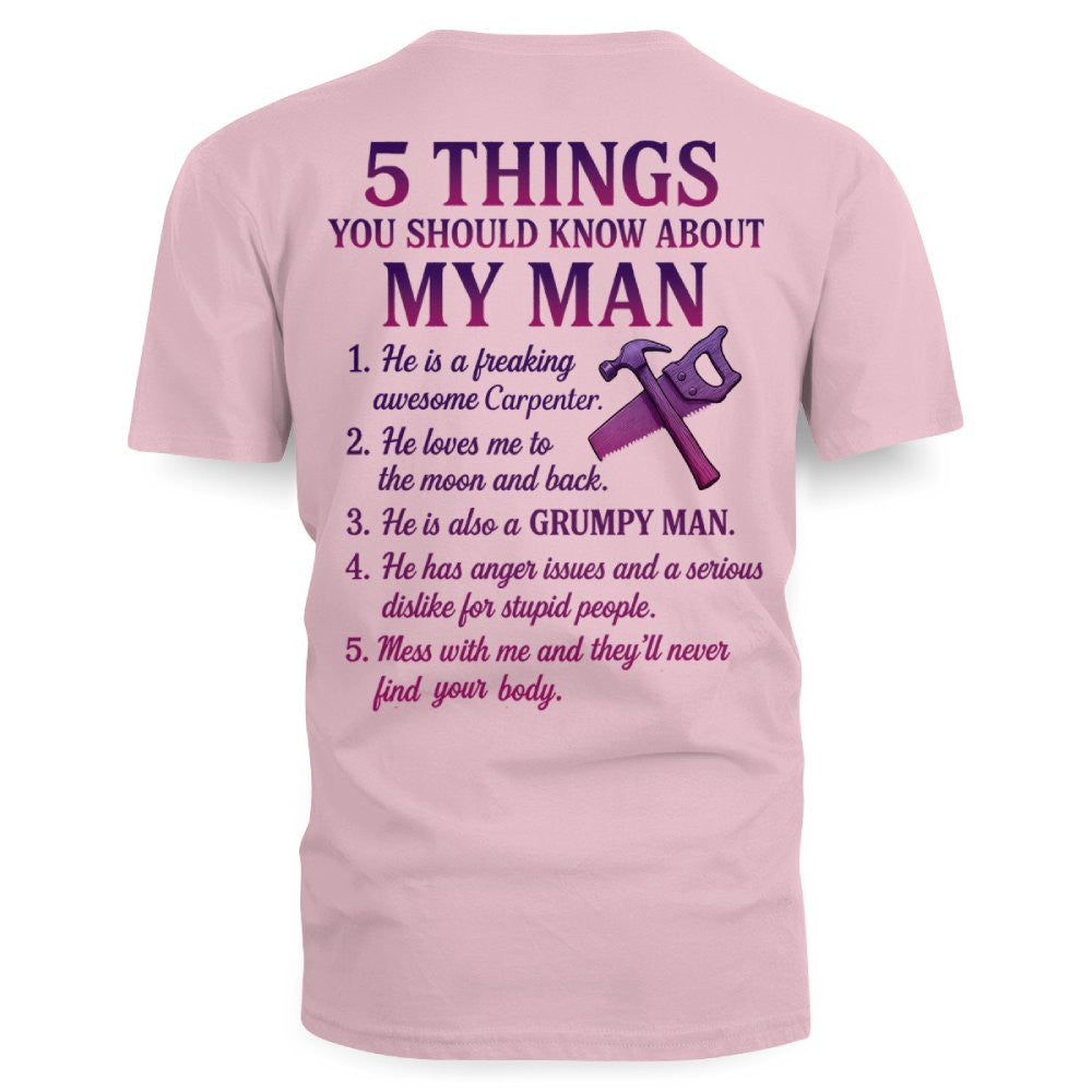 5 Things You Should Know - Carpenter Wife Funny T-Shirt, Hoodie & More - grunx260804-0041