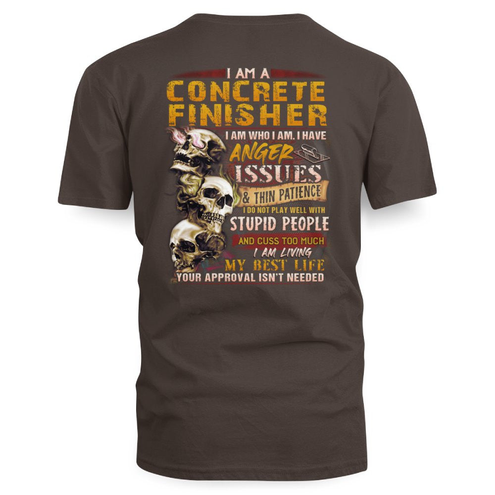 Anger Issues Concrete Finisher Apparel - Skull Attitude Tee Hoodie & More - grunx260804-0171