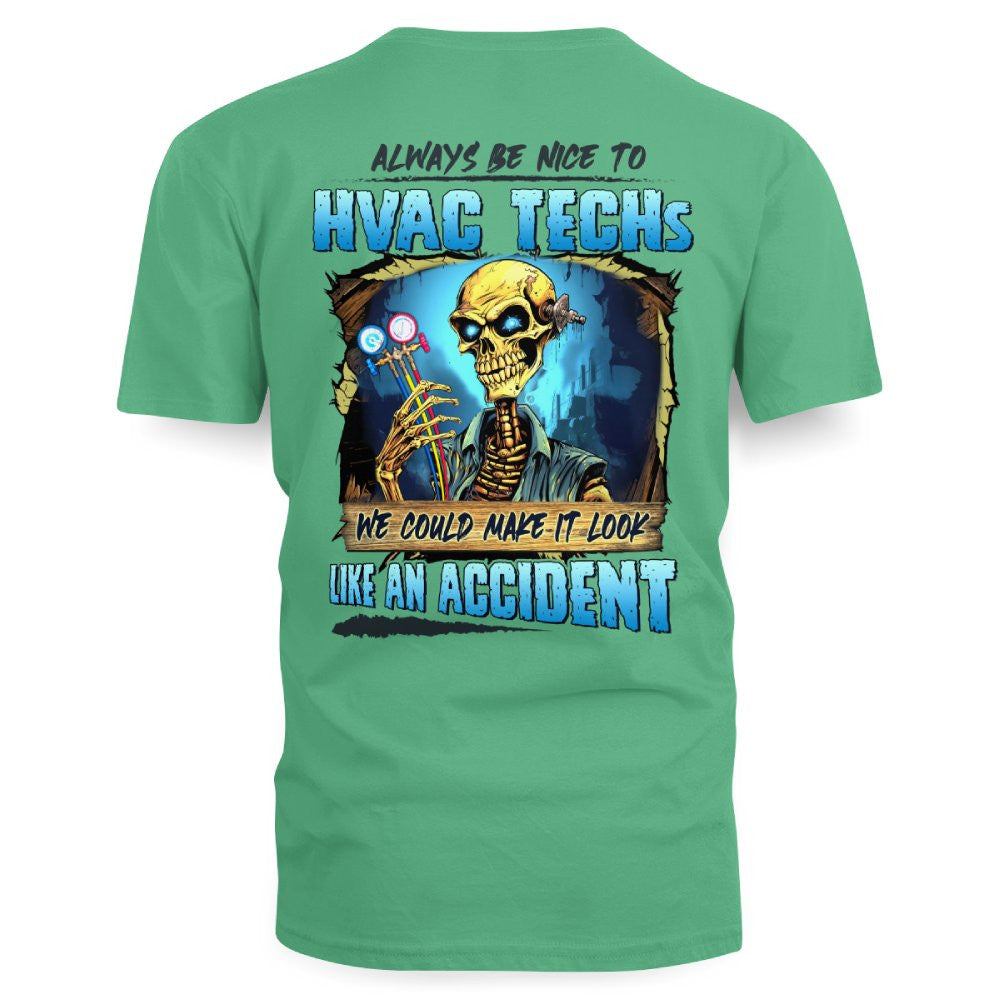 Always Be Nice HVAC Tech Apparel - Funny Skull T-Shirt, Hoodie & More - grunx260804-0099