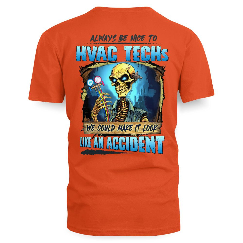 Always Be Nice HVAC Tech Apparel - Funny Skull T-Shirt, Hoodie & More - grunx260804-0099