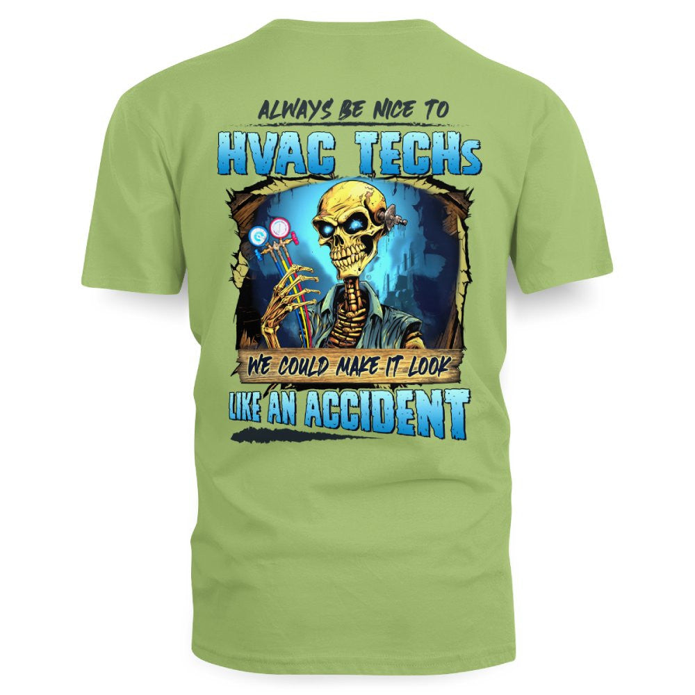 Always Be Nice HVAC Tech Apparel - Funny Skull T-Shirt, Hoodie & More - grunx260804-0099