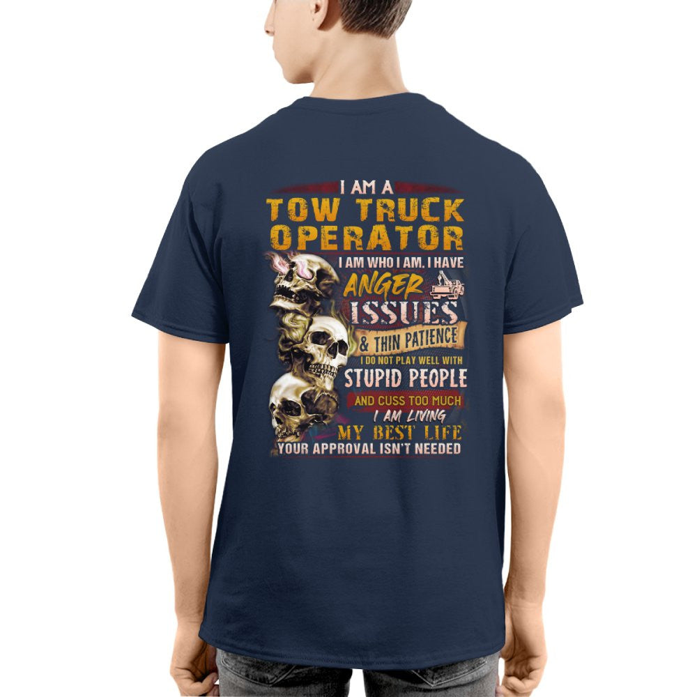 Anger Issues Tow Truck Operator Apparel - Skull Attitude T-Shirt, Hoodie & More - grunx260804-0172