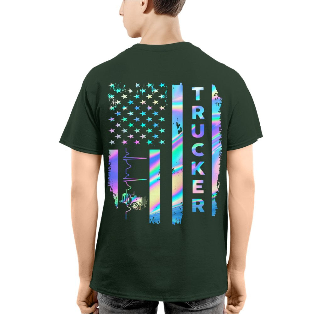 American Flag Holographic - Trucker Pride T-Shirt Hoodie & More - grunx260804-0151
